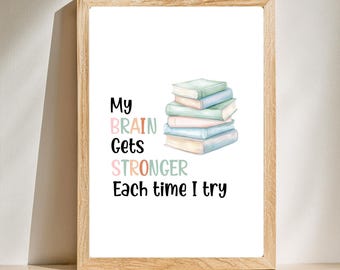 Growth Mindset Poster, Kids Educational Wall Art, Classroom Motivational Print, Playroom Decor, Instant Download, Kids Wallart, Montessori