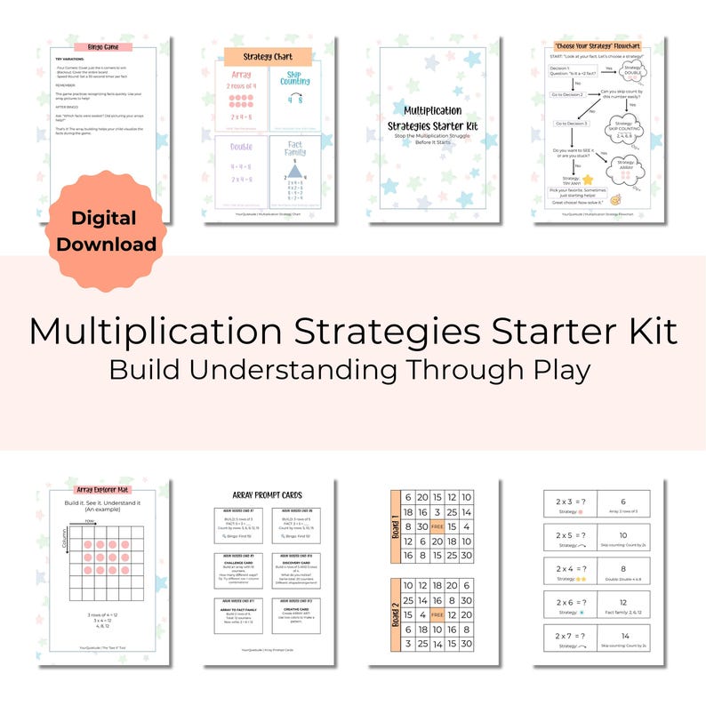 Multiplication Strategy Starter Kit | Homeschool Math Games ...