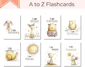I Am Affirmation Cards, Positive Affirmations for Kids, Alphabet Flashcards, Growth Mindset, Classroom Decor, Homeschool, Digital Download