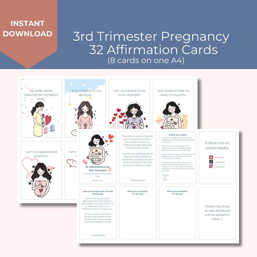 Third Trimester Affirmation Cards | Birth Affirmations | Pregnancy ...