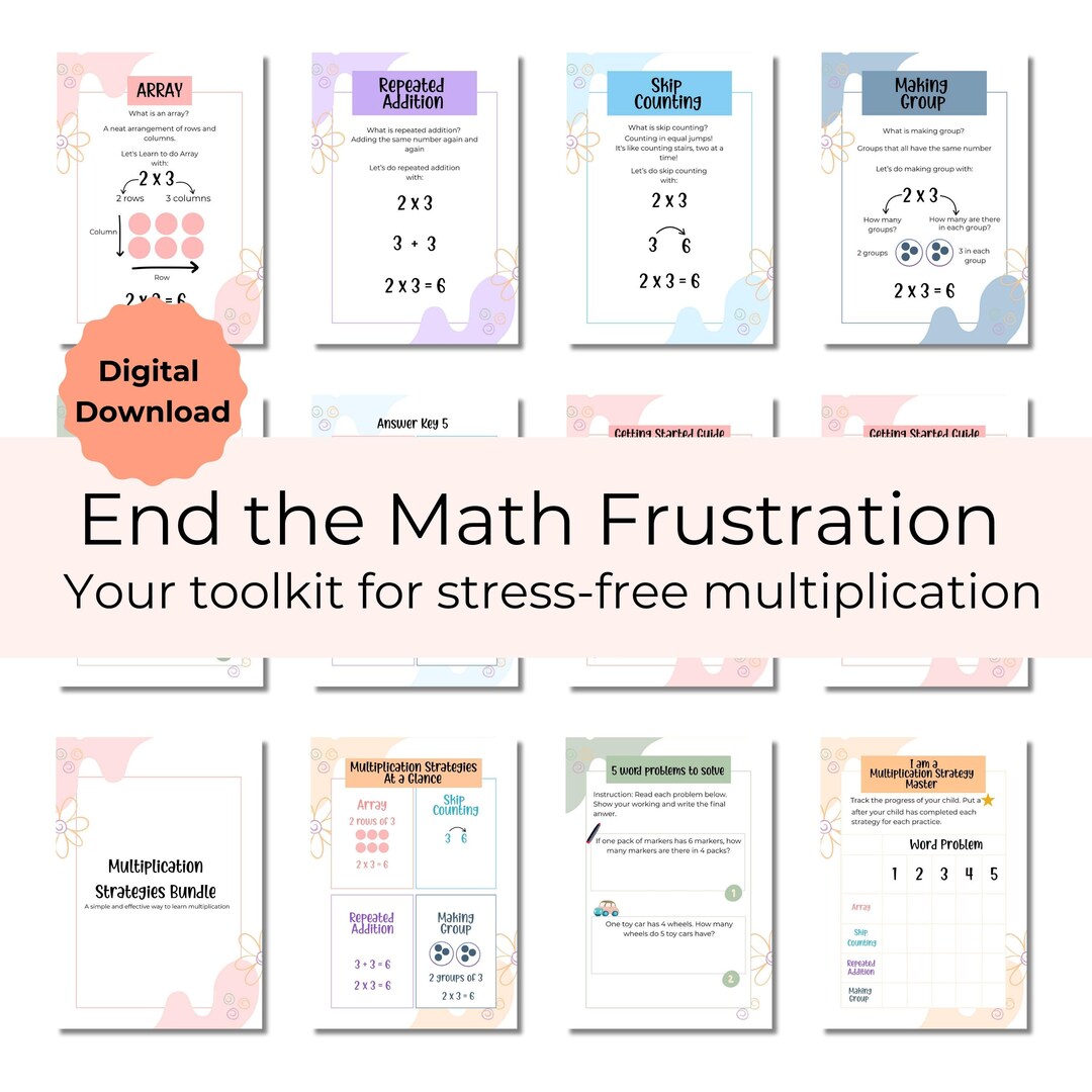 Multiplication Strategies Bundle, Math Worksheets, Multiplication ...