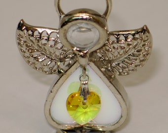 Stained Glass Birthstone Mini Angels Sun Catchers/standing NOVEMBER/AMBER/yellow
