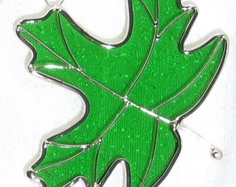 Stained Glass Maple Leaf Sun Catcher  Green