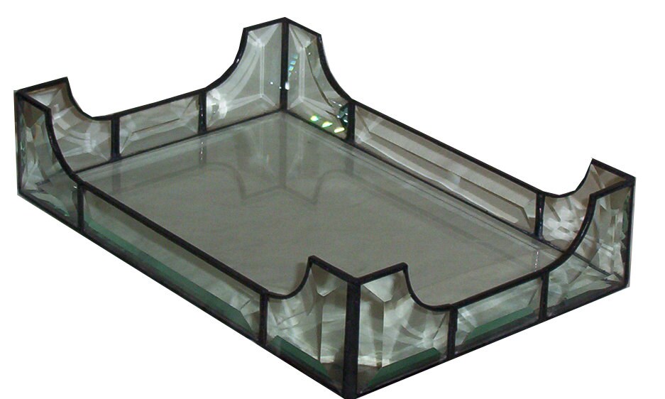 Stained Glass Leaded Glass Vanity Tray Clear Beveled Rectangle Etsy