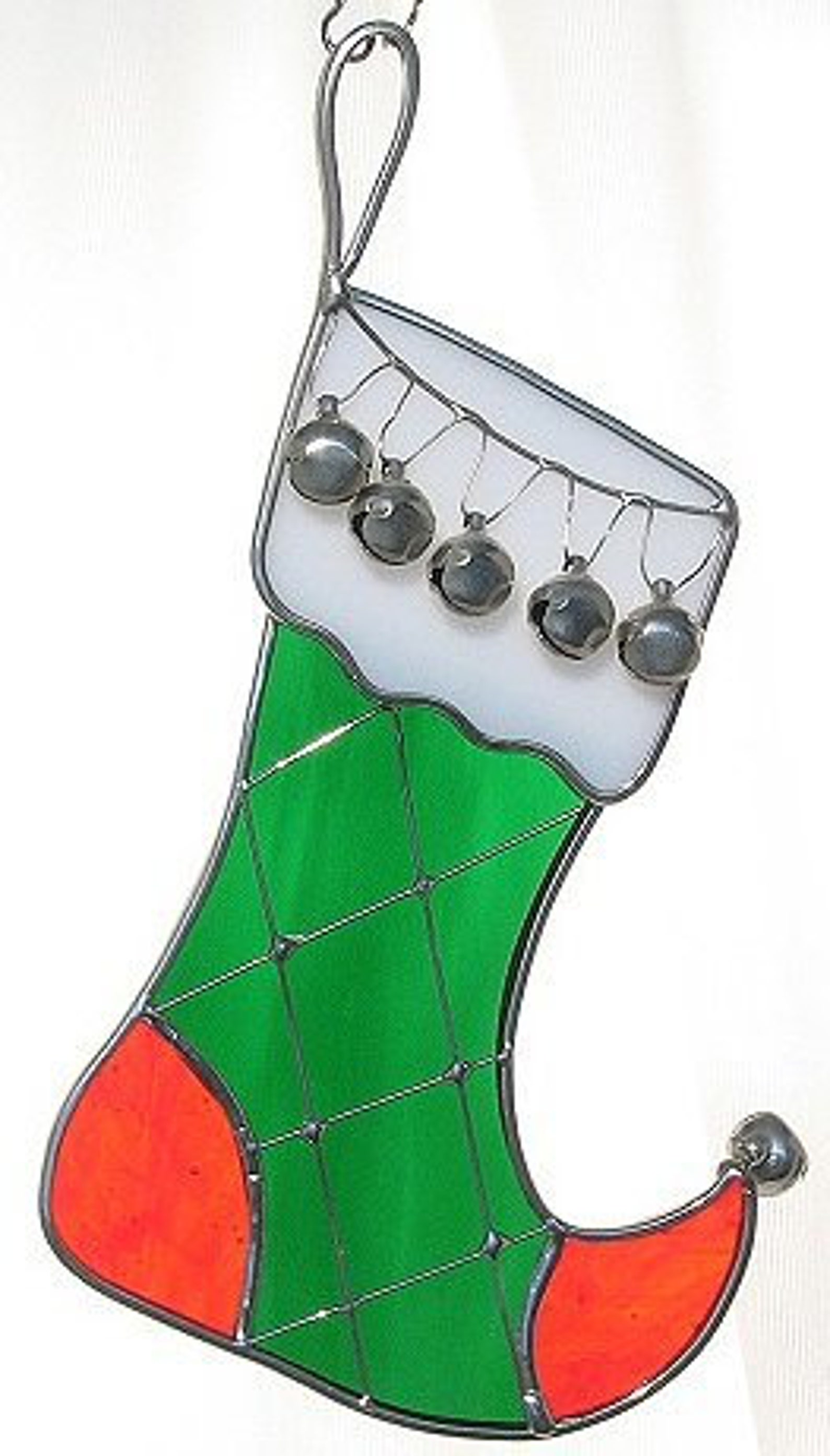 CLEARANCE Stained Glass Christmas Stocking Red Green White Etsy