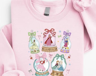 Disney Princess Christmas Snow Globe Sweatshirt, Disney Girl Trip Shirt, Disney Christmas Tee, Cute Princess Gift, Merry Christmas Sweater