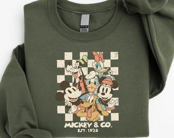 Mickey & Co 1928 Sweatshirt, Checkered Mickey And Friends Shirt, Disneyland Youth Toddler T-Shirt, Disney Family Gift, Disney Trip Sweater