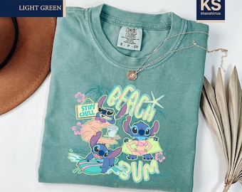 Stitch Beach Bum Comfort Colors Shirt, Summer Vibes T-Shirt, Disneyland Family Vacation Tee, Disney Trip Shirt, Vacay Mode Shirt, Stay Chill