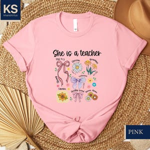 She is a Teacher Shirt, Teacher Boho Floral T-Shirt, Coquette Teacher Tee, Teacher Appreciation Sweater, Christian Teacher Sweatshirt