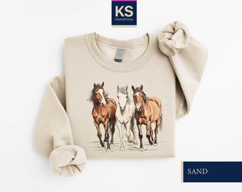 Western Horses Sweatshirt, Ranch Girl Shirt, Cowboy Graphic Shirt, Rodeo Shirt, Country Shirt, Farm Animal Shirts, Horse Lover Gift