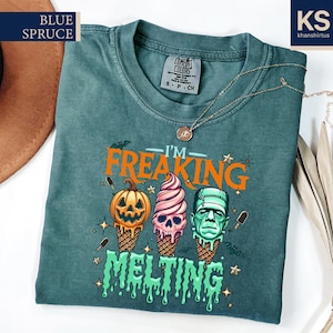 I&#39;m Freaking Melting Comfort Colors T-Shirt, Spooky Ice Cream Tee, Summer Vibes Tee, Beach Trip T-Shirt, Horror Shirt