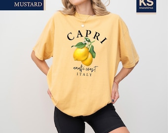 Capri Island Italy Comfort Colors T-Shirt, Amalfi Coast Italy Shirt, Sorrento Capri Lemons Tee, Positano Shirt, Lemon T-Shirt