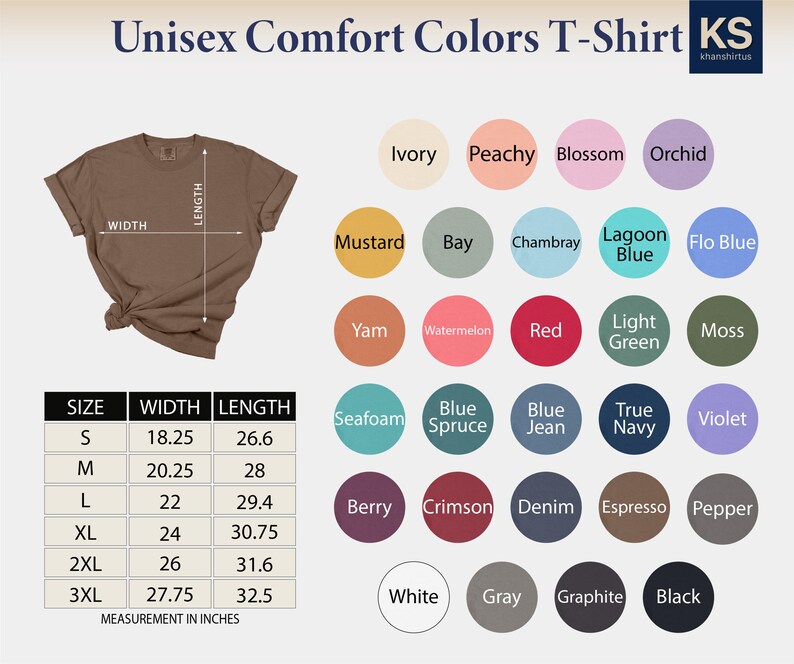 a t - shirt with different colors and sizes