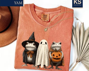 Spooky Frogs Comfort Colors T-Shirt, Halloween Shirt, Spooky Season, Frog Lovers Gift, Funny Cottagecore Frog Tee