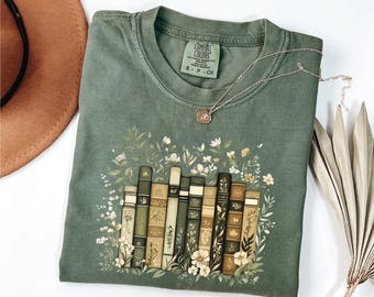 Reading Book T-Shirt, Flower Book Lover Gift, Floral Bookish T-Shirt, Librarian Shirt, Gifts for Bookworm, Book Nerd Shirt, Comfort Colors