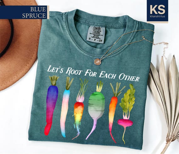Rainbow Vegetables Comfort Colors Shirt, LGBTQ Gift, Lets Roots For Each Other, Gardening Crewneck, Turnip Carrot Tee, Black Carrot Shirt