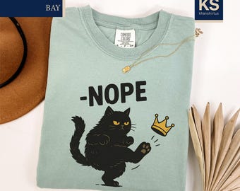 No Kings in America Comfort Colors T-Shirt, Nope Black Cat Shirt, Funny Political T-Shirt, Patriotic Shirt, Social Justice Tee