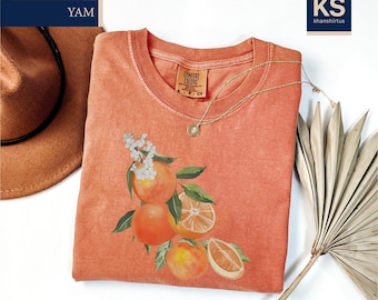 Orange Comfort Colors Shirt, Watercolor Summer Fruit Gift, Pastel Drawing Oranges Shirt, Aesthetic Graphic Shirt, Spritz Italian Cocktail