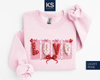 Love Sweatshirt, Faux Yarn Style Shirt, Lovely Sweater, Gift for Her, Valentines Day T-Shirt