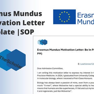 Paquete de inicio Erasmus Mundus / Carta de motivación Erasmus Mundus Modelo y plantilla Carta de ejemplo Ciencias biológicas Química