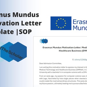 Paquete de inicio Erasmus Mundus / Modelo y plantilla de carta de motivación Erasmus Mundus (ciencia de datos, atención médica, informática, inteligencia artificial y tecnología)