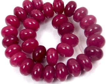10x6mm Ruby Red Jade Rondelle Beads (30) (e7324)