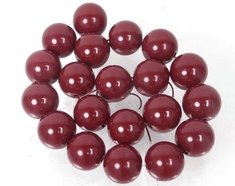 12mm  Maroon / Amaranth 20 Czech Glass Round Beads (e8037)