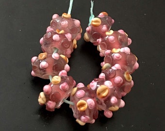 10 LAMPWORK Handmade Glass Rondelle beads -Wild Berry (L915)