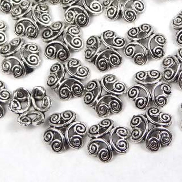 20 Antique Silver Filigree Bead Caps Pewter 12mm  (p156)