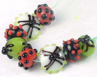 WITCHES BREW Handmade Lampwork Beads Halloween Spooks Shapes Whimsical  Set of 17