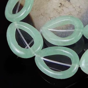 10 Jade Green Aventurine Teardrop Frame Beads 20x15mm (e6593)