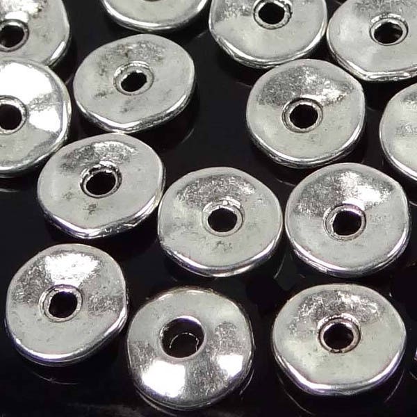 50 Washers Spacer Caps beads Antique Silver Pewter 7mm  (p311)