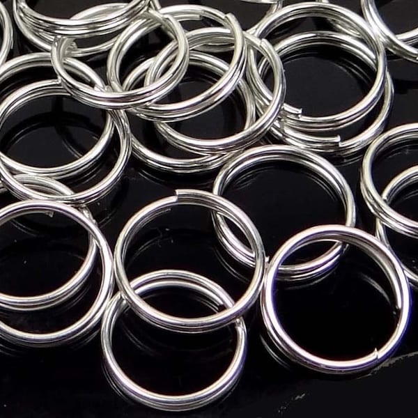 10mm Split Rings Silver Pewter JUMP RINGS Open Splitring (50 pc) (p190)