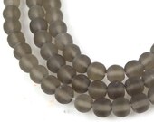 6mm Smoky Crystal Bronze 50 Czech Frosted Sea Glass Round Beads - Matte (C217)