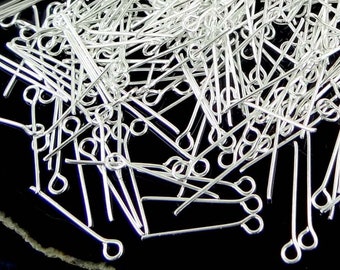 Bulk 500 Eyepins Silver Plated Steel Eye Pins 21 Gauge 20mm long (p386)