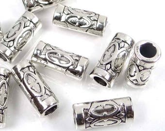 15 Antique Silver Pewter Tube Space 13x5mm Beads (p061)