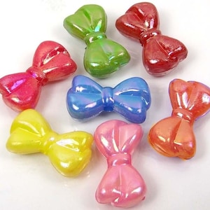 50 Mixed Opaque AB Color Acrylic Bowknot Bowtie Beads spacer 18x10mm (e6770)