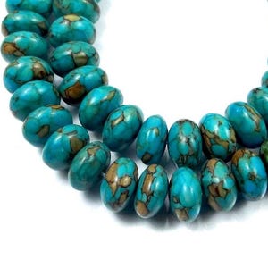 10x5mm Blue Mosaic Turquoise Rondelle Beads Beads (32)  (e7156)