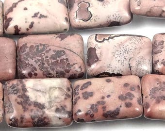 10 Natural Apache Sage Picture Jasper Rectangle Beads 18x13mm (e7971)