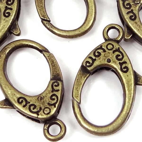 31x18mm X- Large Antique Bronze Pewter Lobster Claw Clasps (4) (p229)