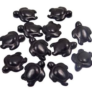 18x14mm Black Turquoise Turtle Tortoise Beads (12) (e7356)