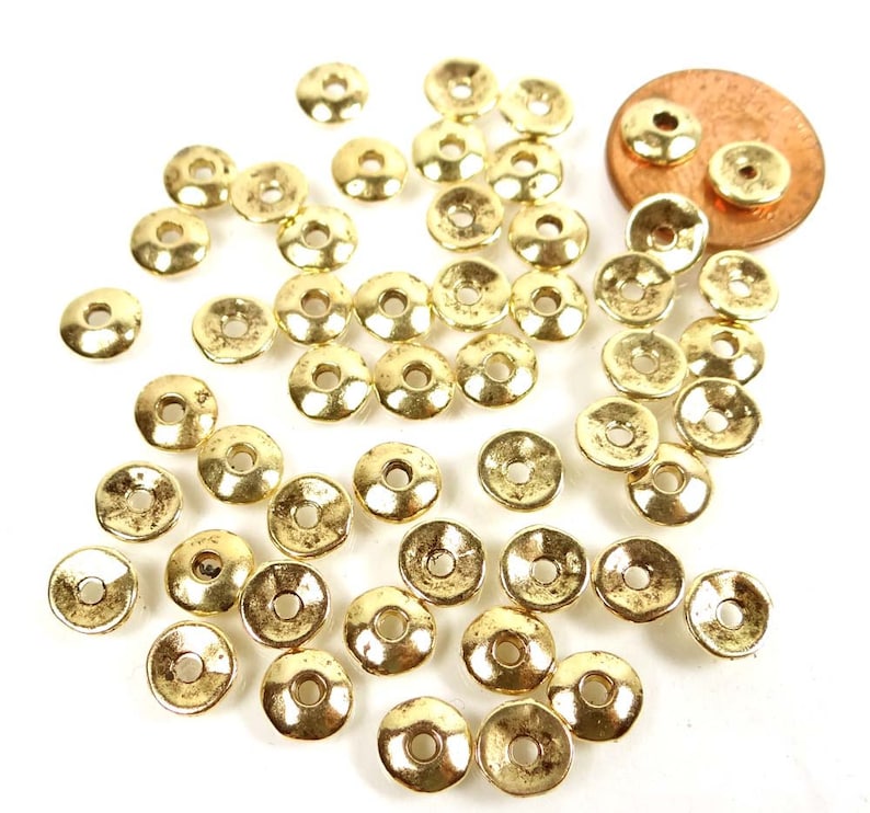 50 Antique Gold Pewter Washers Spacer Caps Beads 7mm p312 Etsy