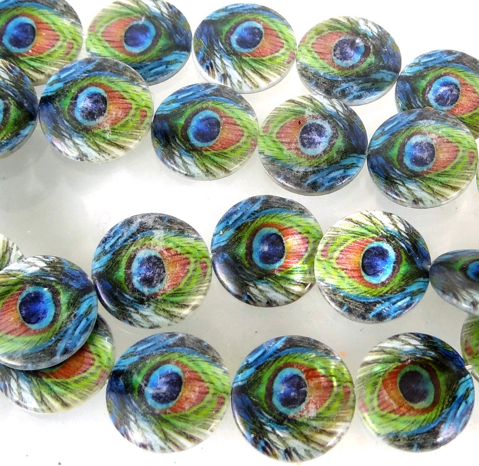 20mm Peacock Mother of Pearl Disc Coin MOP Beads Full Strand Etsy