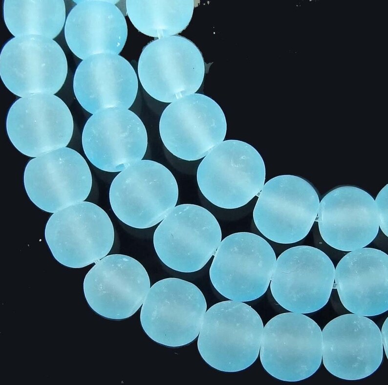 6mm Light Seafoam Blue 50 Frosted Sea Glass Round / Rocaille Etsy