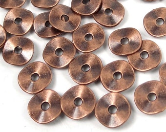 50 Antique Copper Pewter Washers Spacer Wavy beads 9mm (p315)