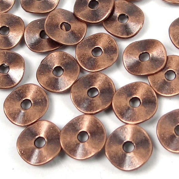 50 Antique Copper Pewter Washers Spacer Wavy beads 9mm (p315)