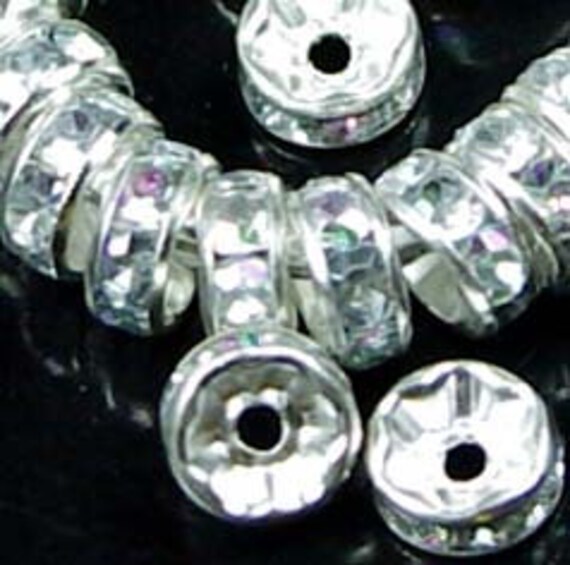 20 Perline Rondelle In Strass Argento Da 6 Mm (p104) - Italia