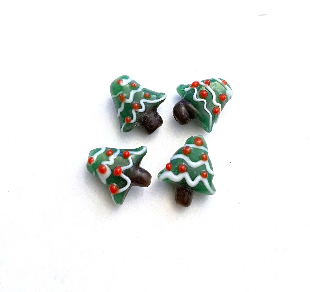 4 Lampwork Handmade Glass Christmas Tree Beads 20mm L1153 Etsy