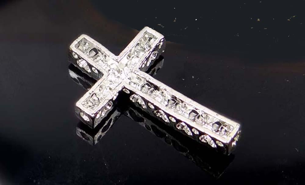 35mm Curved Crystal Rhinestone Cross Bracelet Connector Charm Bead ...