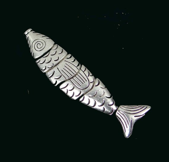 Large Golden Pewter Greek Worry Fish – 70x15mm Assembling Focal Pendant Bead – Antiqued